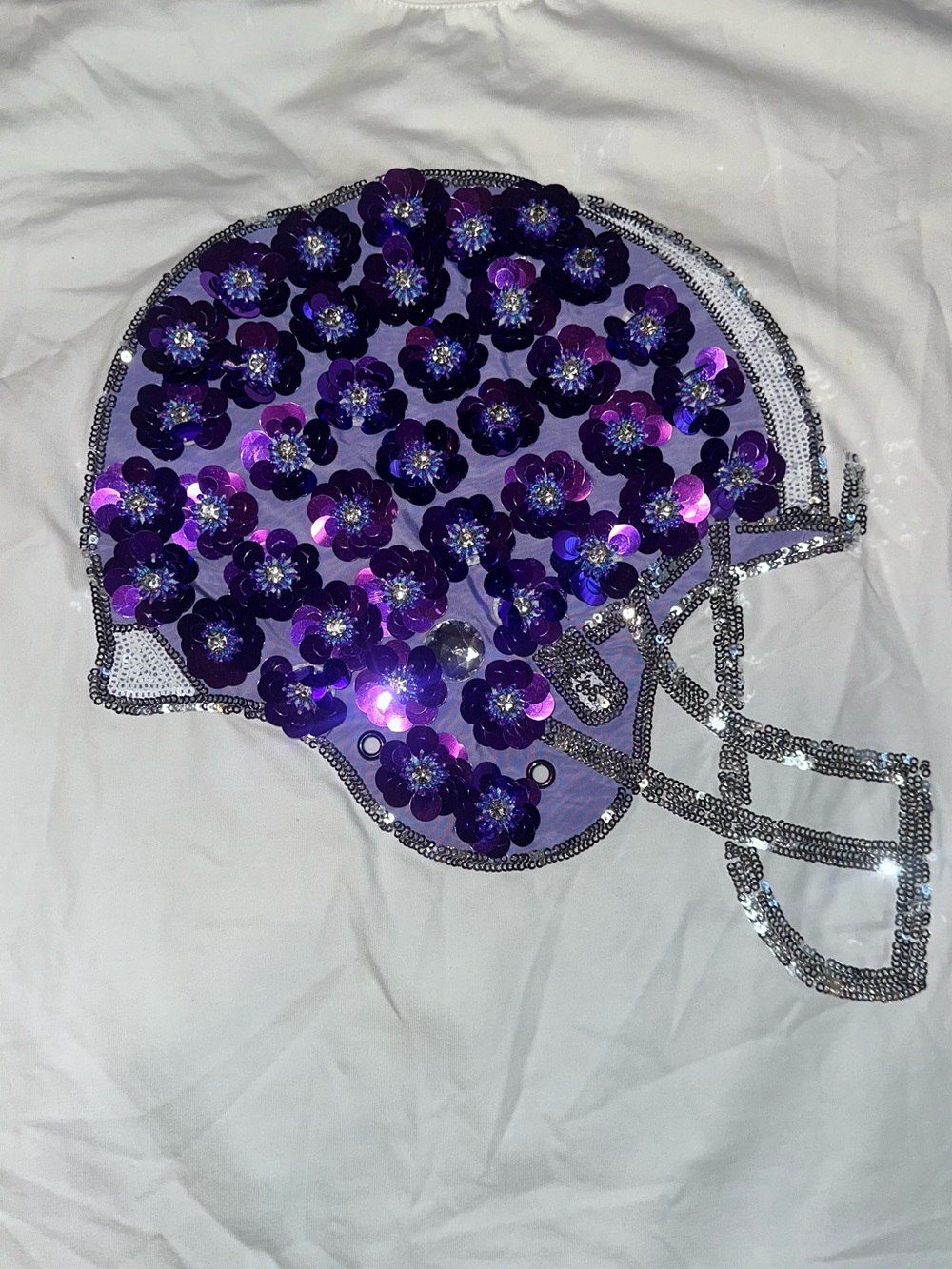 Queen of Sparkles Purple Sequin football Helmet
